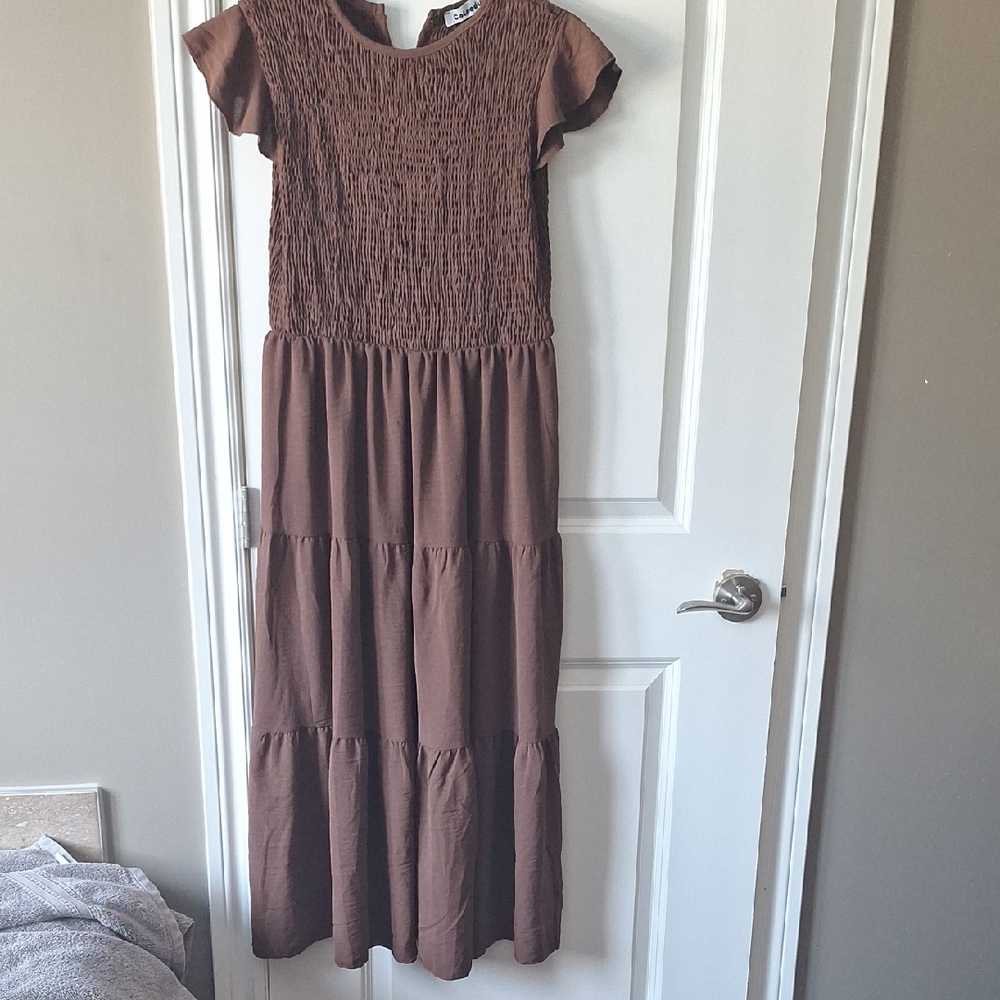Brown Tiered Maxi Dress
